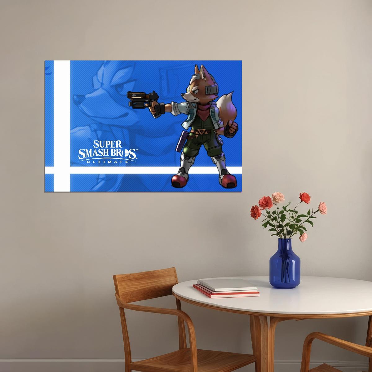 Super Smash Bros Fox Nintendo Video Game Poster Iconic Fighting Game Wall Art