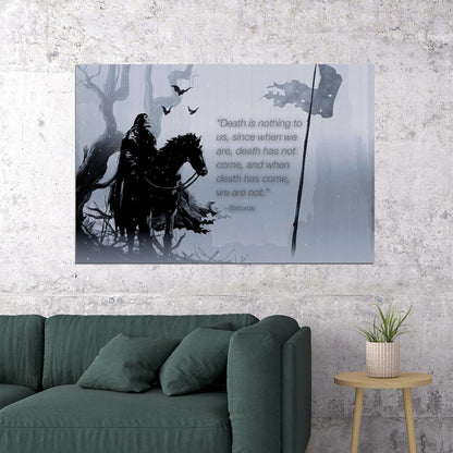 Epicurus Death Quote Poster Philosophical Wall Art Inspirational Wisdom Print