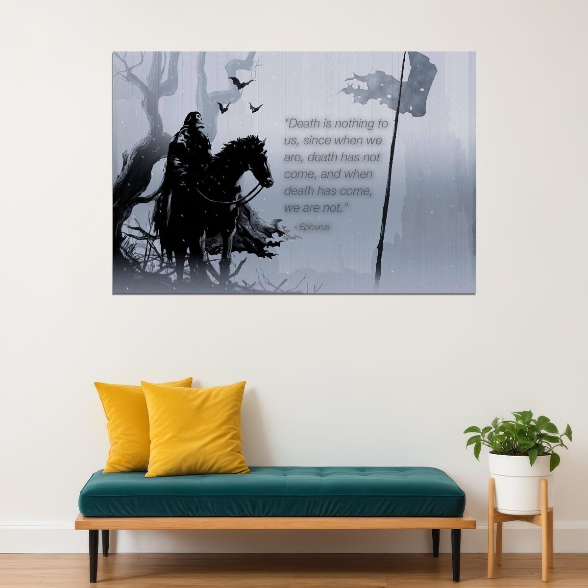 Epicurus Death Quote Poster Philosophical Wall Art Inspirational Wisdom Print