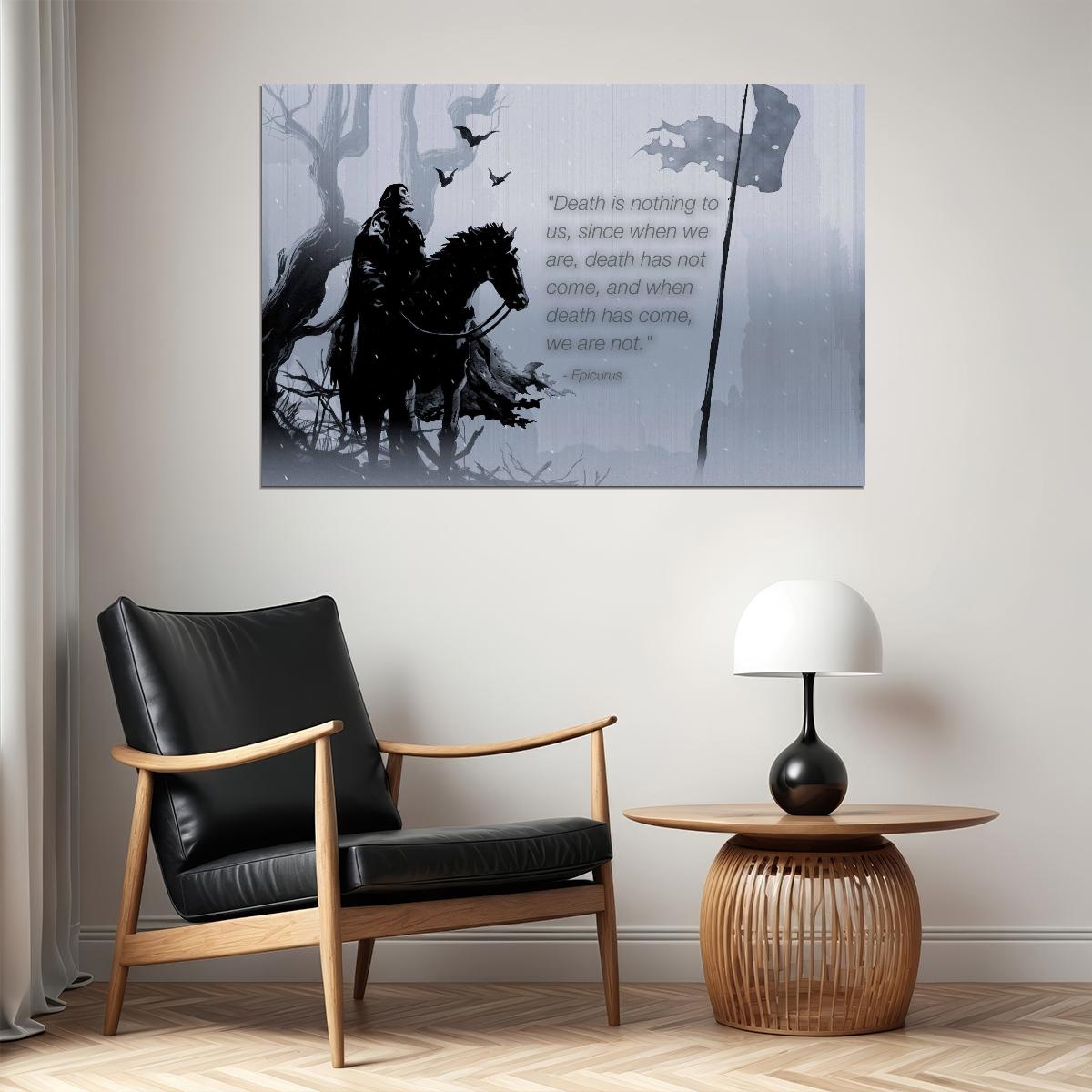 Epicurus Death Quote Poster Philosophical Wall Art Inspirational Wisdom Print