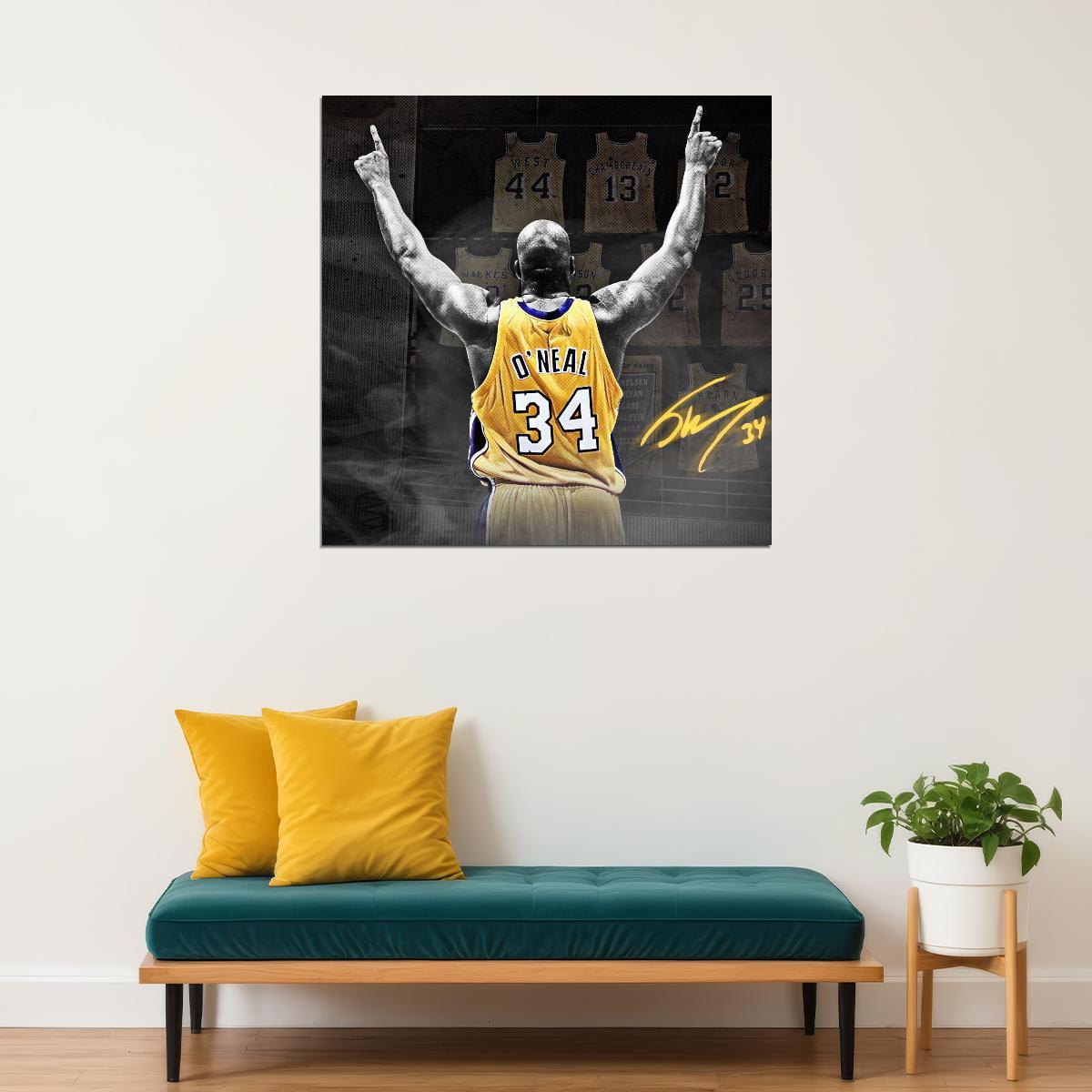 Shaquille O'neal Nba Basketball Poster Legendary Player Motivational Sports Print