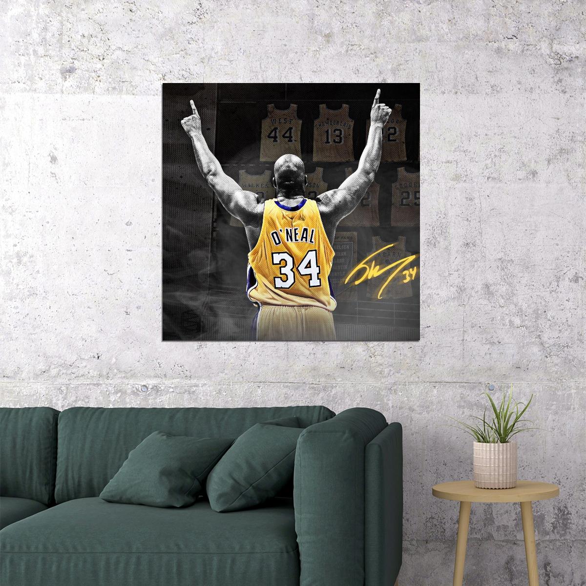 Shaquille O'neal Nba Basketball Poster Legendary Player Motivational Sports Print