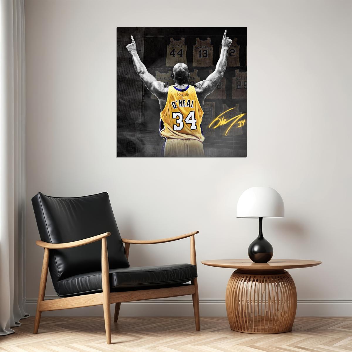 Shaquille O'neal Nba Basketball Poster Legendary Player Motivational Sports Print