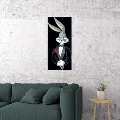 Bugs Bunny Kids Poster Looney Tunes Character Wall Art Classic Cartoon Print