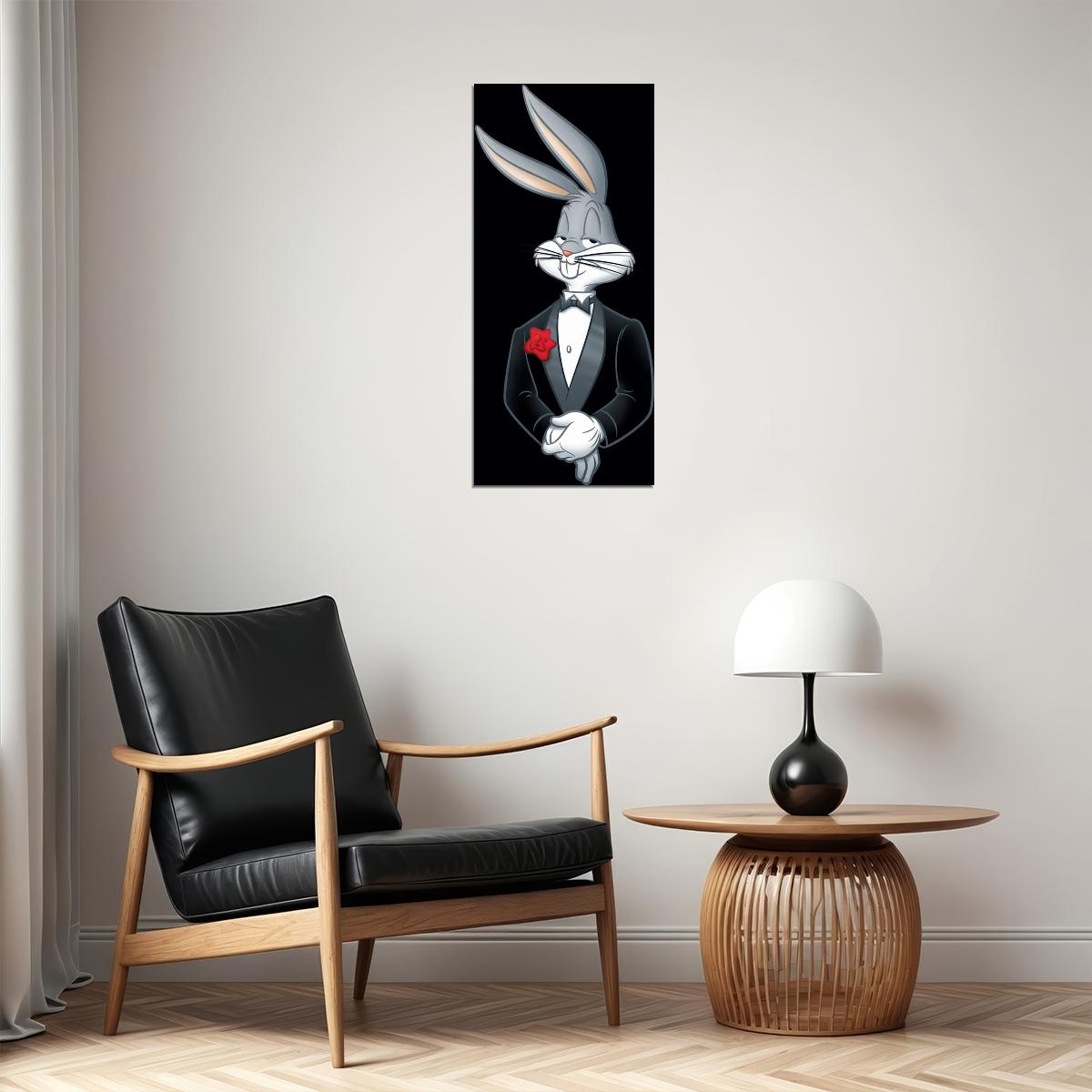 Bugs Bunny Kids Poster Looney Tunes Character Wall Art Classic Cartoon Print