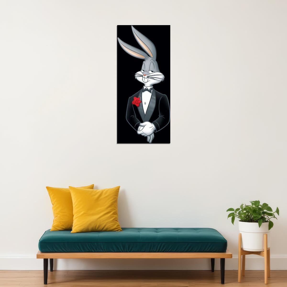 Bugs Bunny Kids Poster Looney Tunes Character Wall Art Classic Cartoon Print