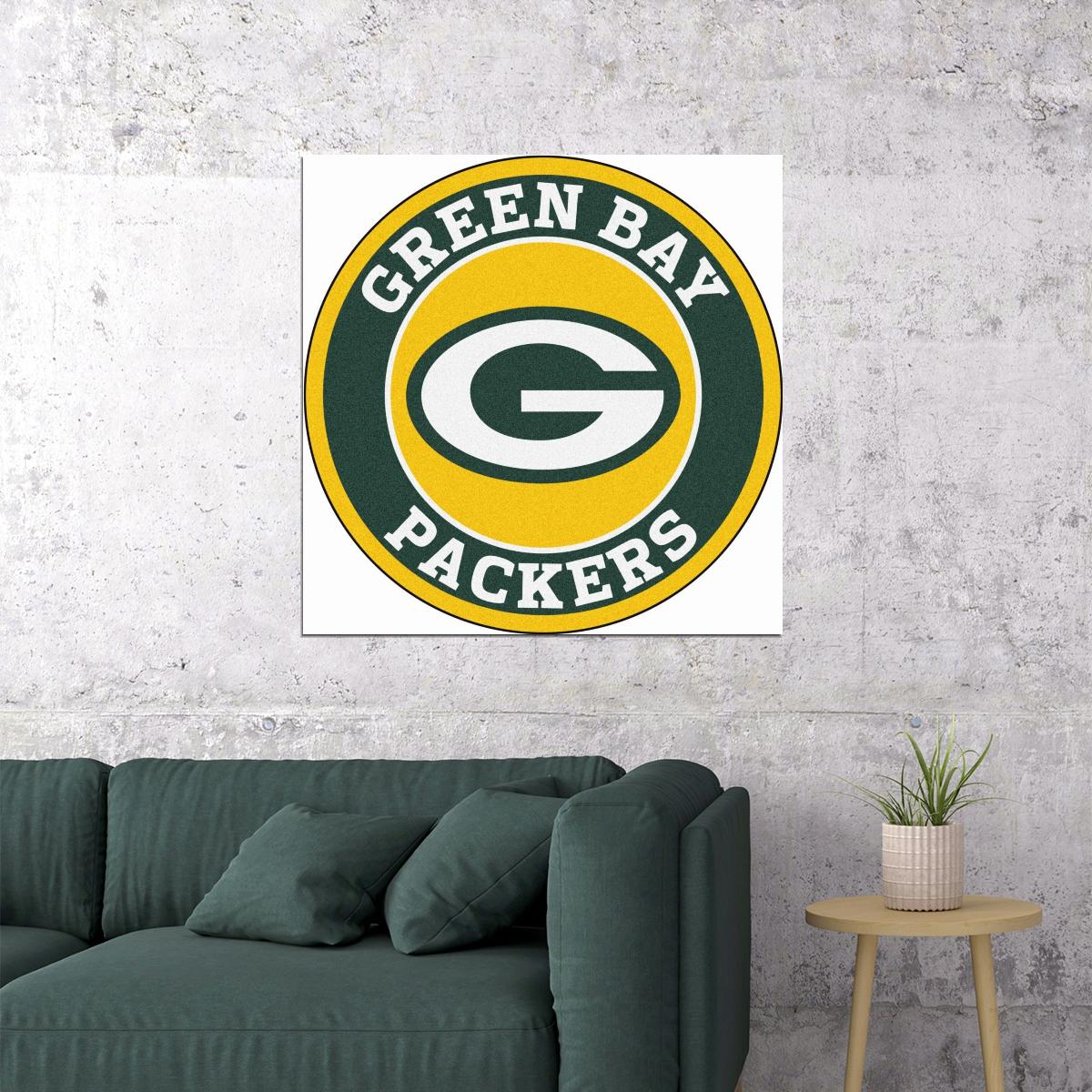 Green Bay Packers Football Poster Nfl Team Logo Wall Art Sports Print