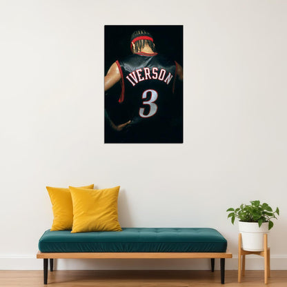 Allen Iverson Basketball Poster Nba Legend Wall Art Philadelphia 76ers Sports Print