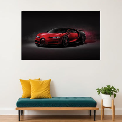 Bugatti Poster Luxury Sports Car Wall Art Supercar Print