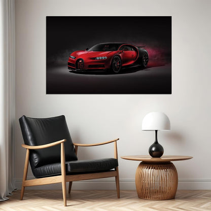 Bugatti Poster Luxury Sports Car Wall Art Supercar Print