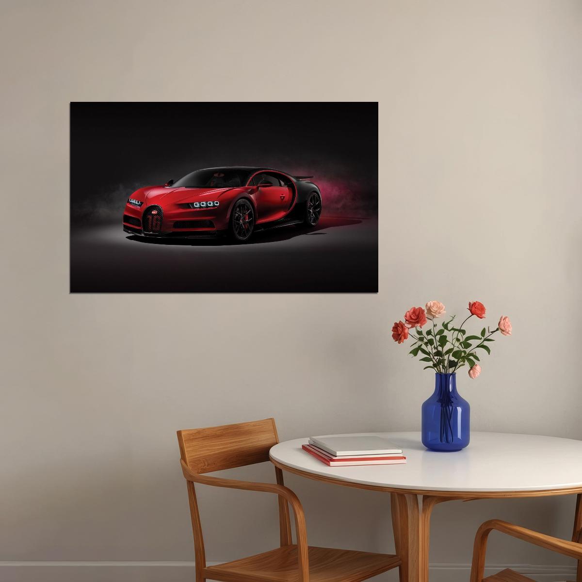 Bugatti Poster Luxury Sports Car Wall Art Supercar Print