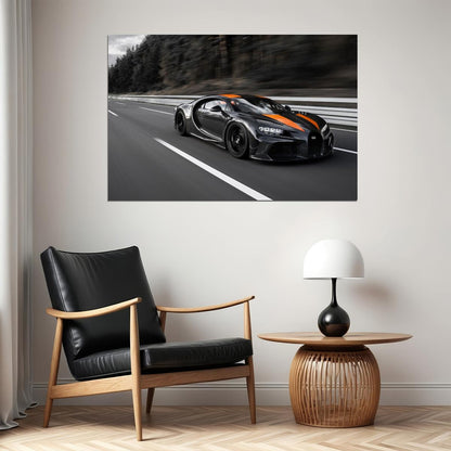 Bugatti Poster Luxury Sports Car Wall Art Supercar Print