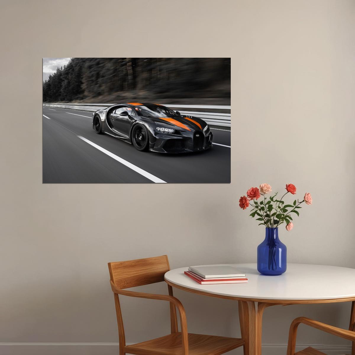 Bugatti Poster Luxury Sports Car Wall Art Supercar Print