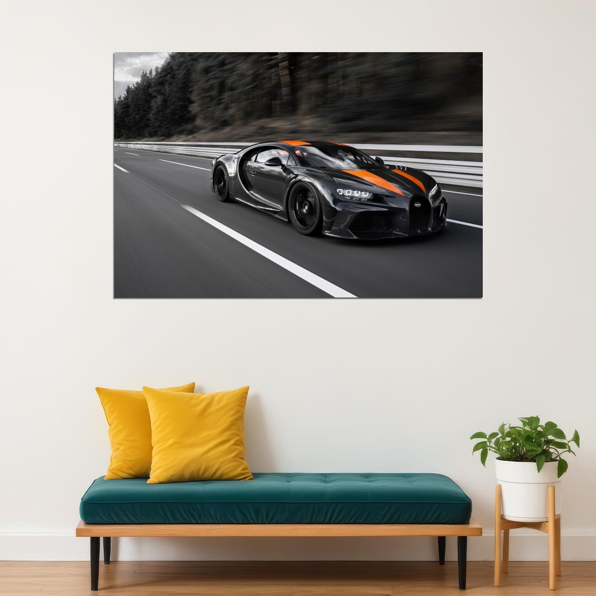 Bugatti Poster Luxury Sports Car Wall Art Supercar Print