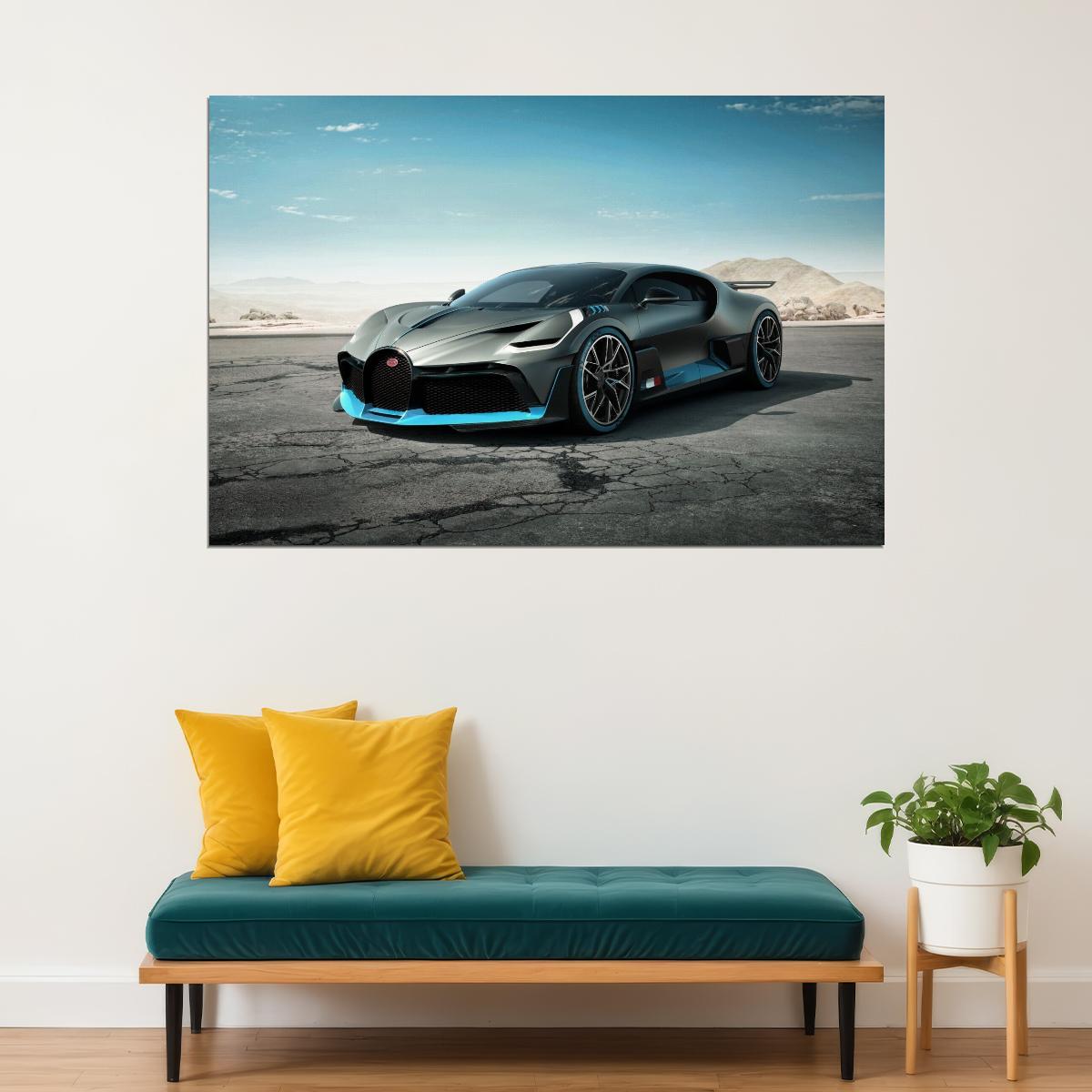 Bugatti Poster Luxury Sports Car Wall Art Supercar Print