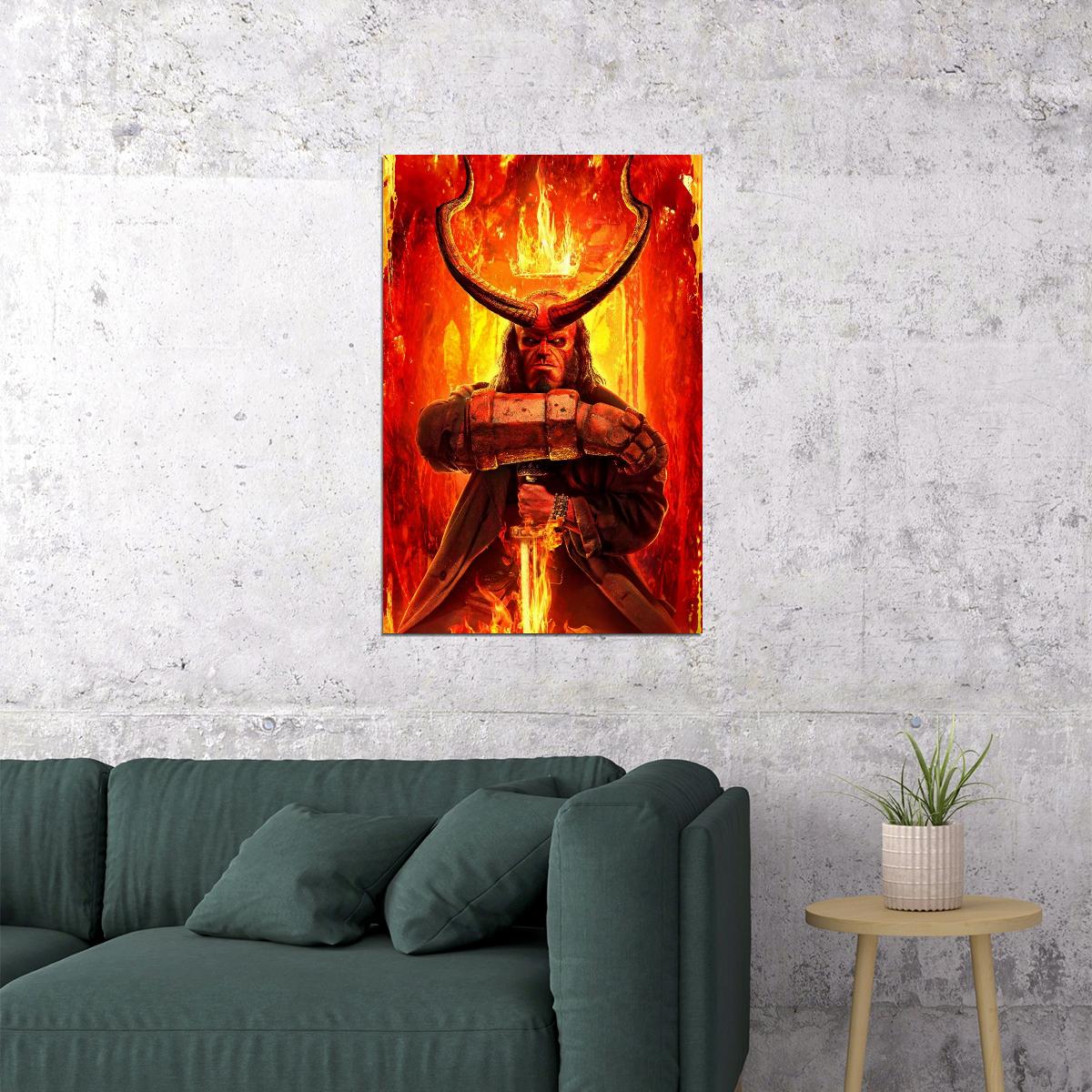 Hellboy Movie Poster Dark Horse Comics Superhero Film Wall Art Print