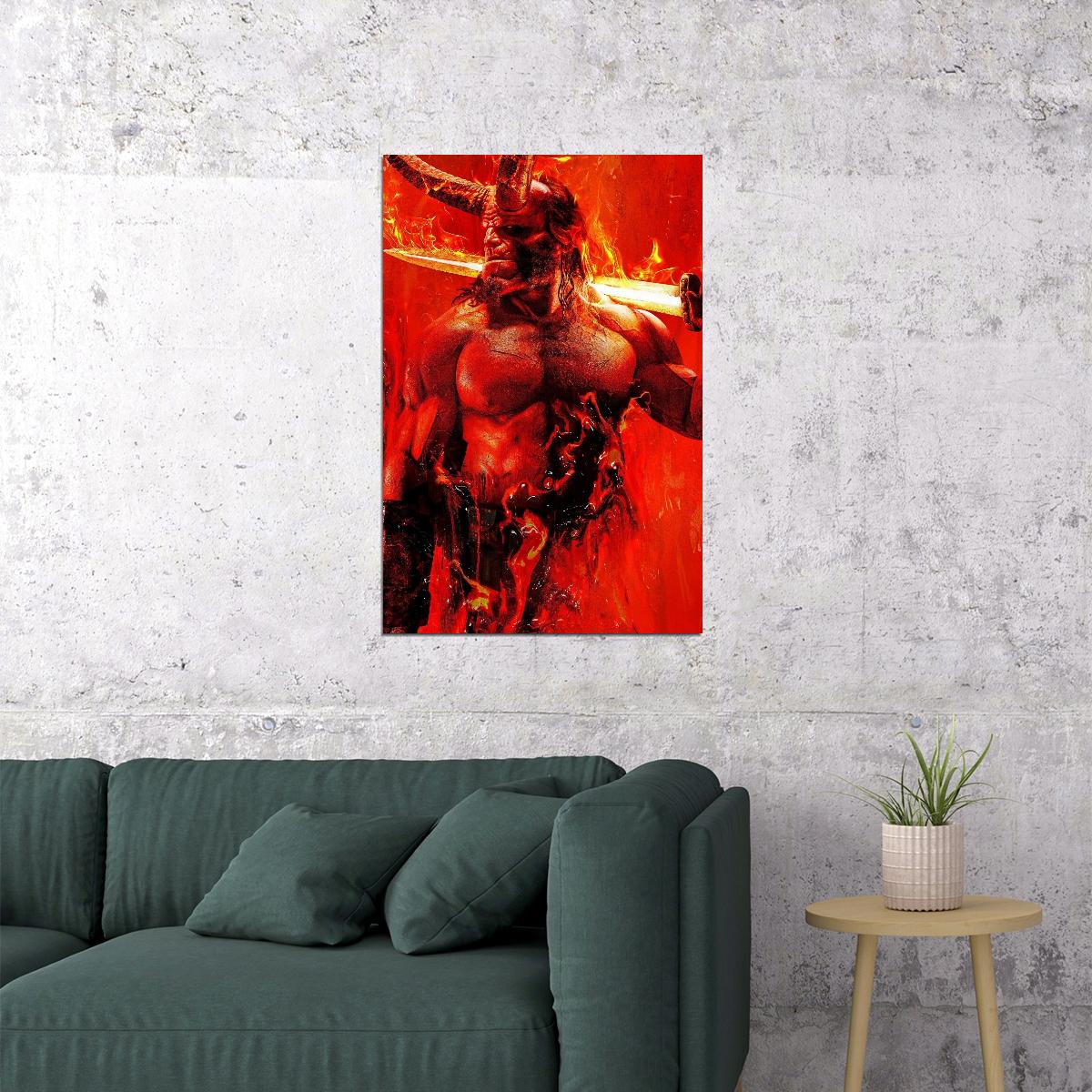 Hellboy Movie Poster Dark Horse Comics Superhero Film Wall Art Print