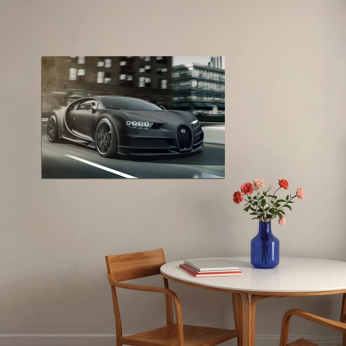 Bugatti Poster Luxury Sports Car Wall Art Supercar Print