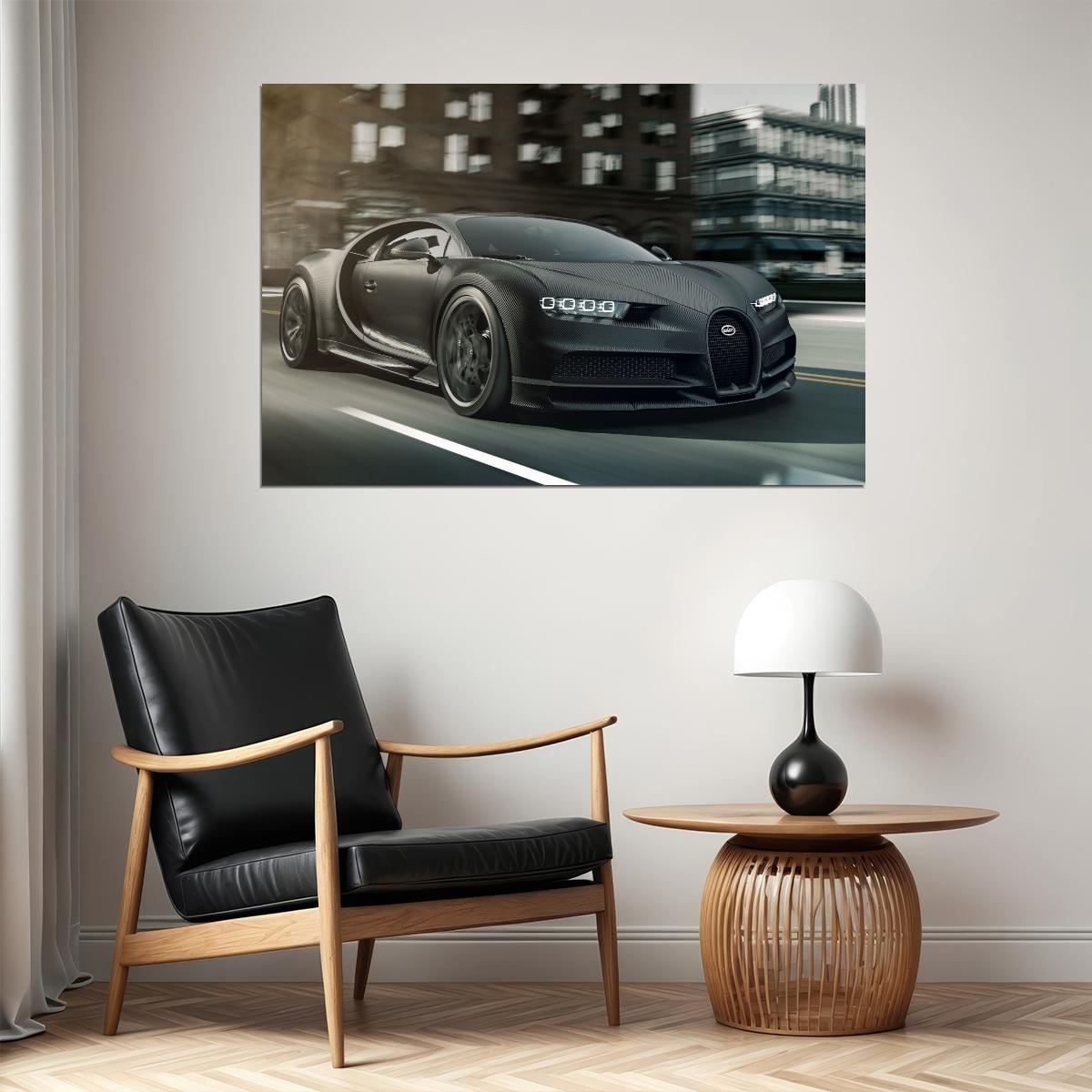 Bugatti Poster Luxury Sports Car Wall Art Supercar Print