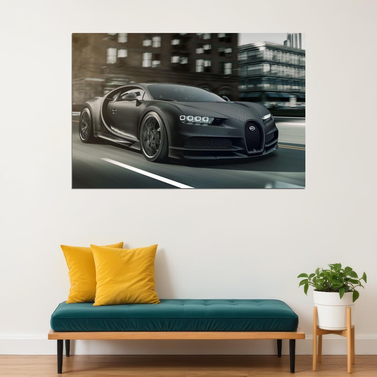 Bugatti Poster Luxury Sports Car Wall Art Supercar Print