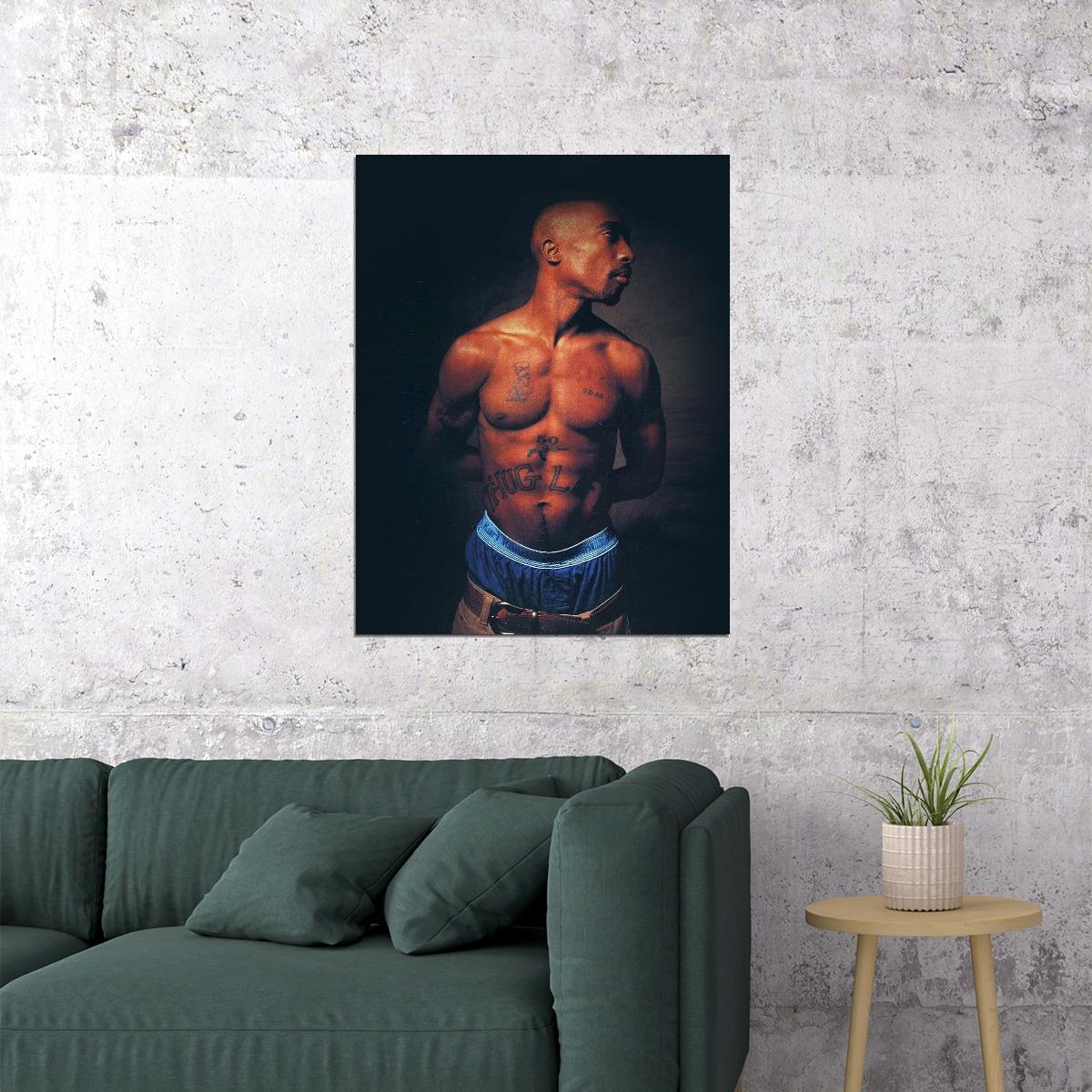 Tupac Shakur 2pac Poster Iconic Rap Music Legend Wall Art Hip Hop Artist Inspirational Print