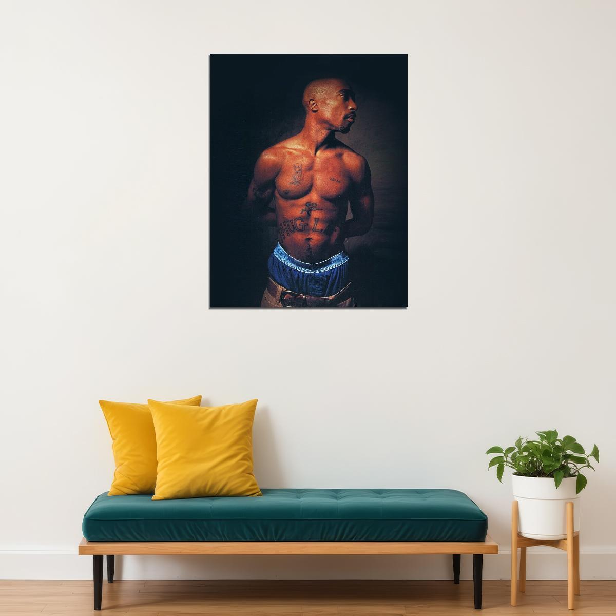 Tupac Shakur 2pac Poster Iconic Rap Music Legend Wall Art Hip Hop Artist Inspirational Print