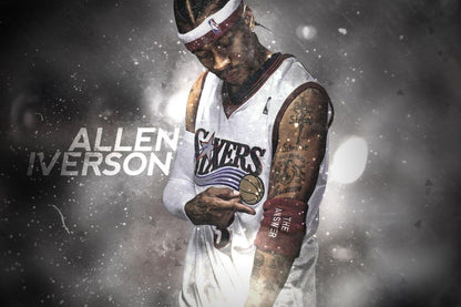 Allen Iverson Basketball Poster Nba Legend Wall Art Philadelphia 76ers Sports Print