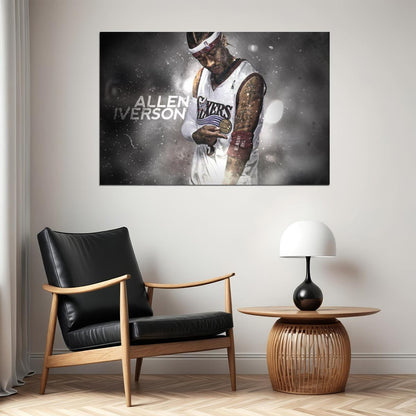 Allen Iverson Basketball Poster Nba Legend Wall Art Philadelphia 76ers Sports Print