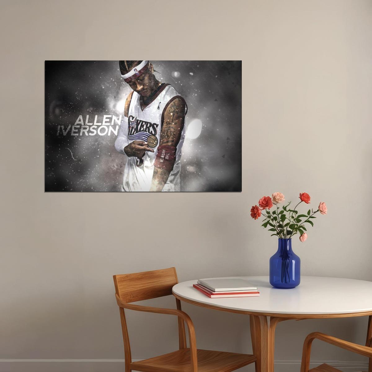 Allen Iverson Basketball Poster Nba Legend Wall Art Philadelphia 76ers Sports Print