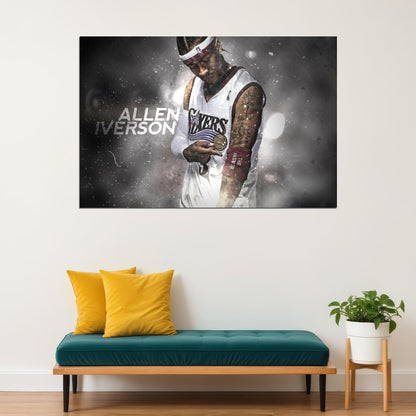 Allen Iverson Basketball Poster Nba Legend Wall Art Philadelphia 76ers Sports Print