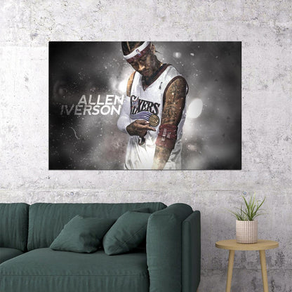 Allen Iverson Basketball Poster Nba Legend Wall Art Philadelphia 76ers Sports Print