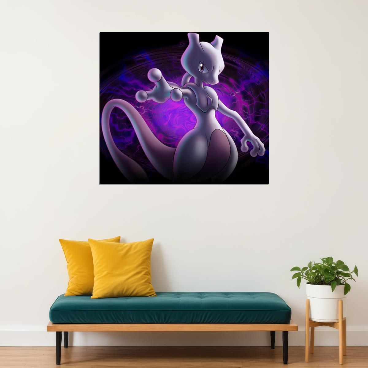 Pokemon Mewtwo Video Game Poster Nintendo Gamer Wall Print