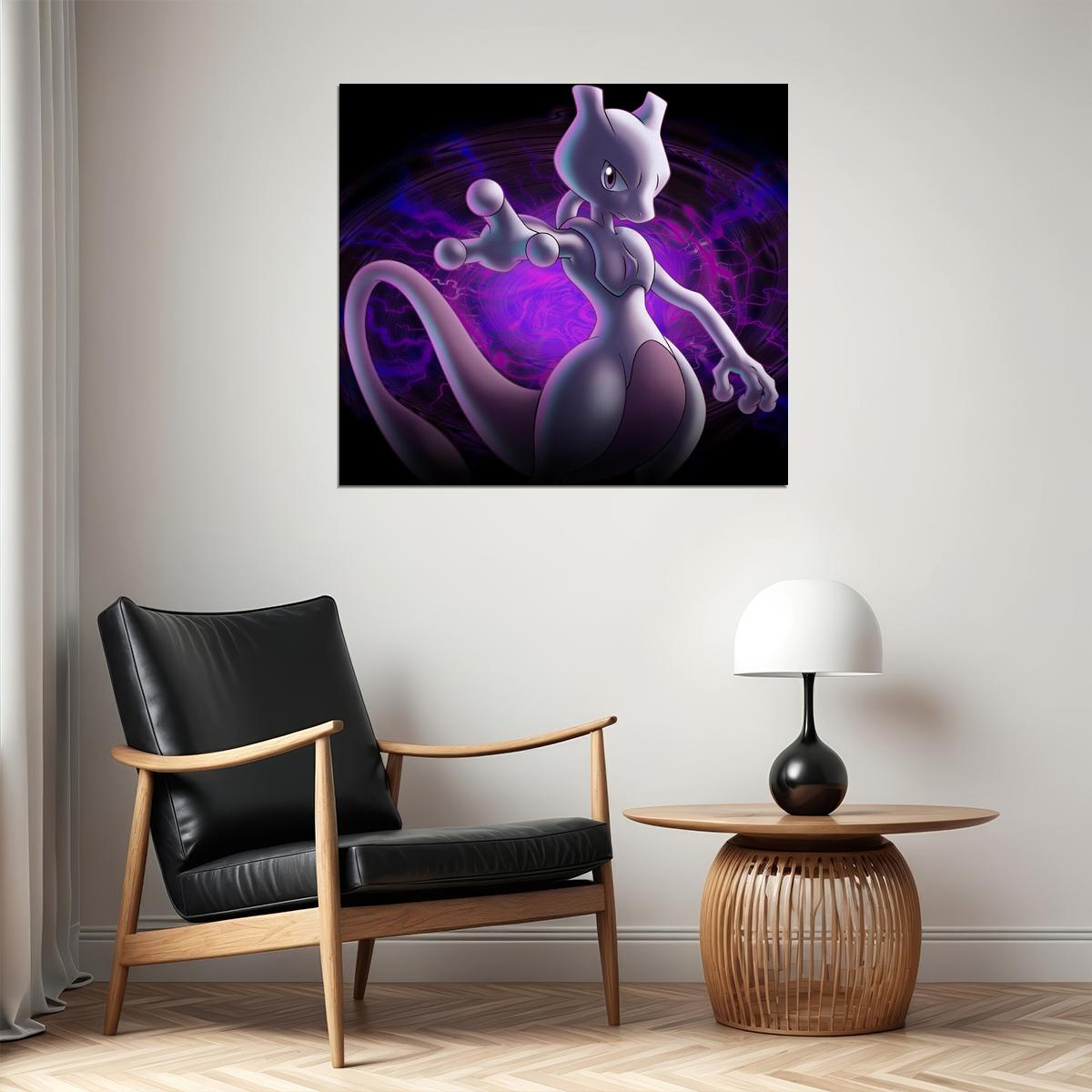 Pokemon Mewtwo Video Game Poster Nintendo Gamer Wall Print