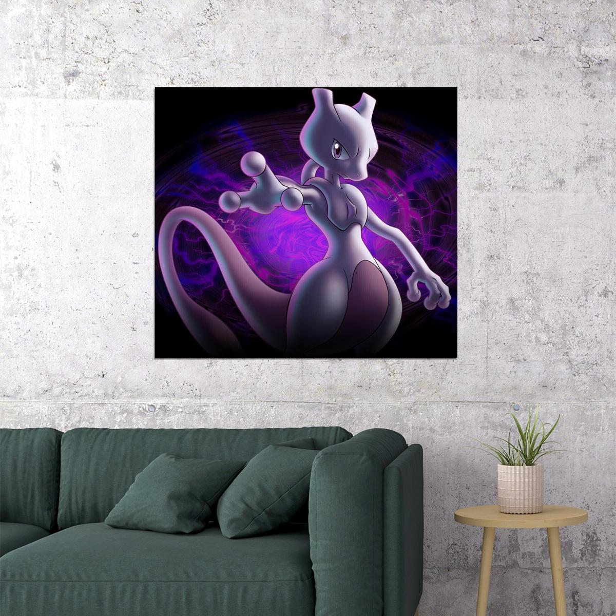 Pokemon Mewtwo Video Game Poster Nintendo Gamer Wall Print