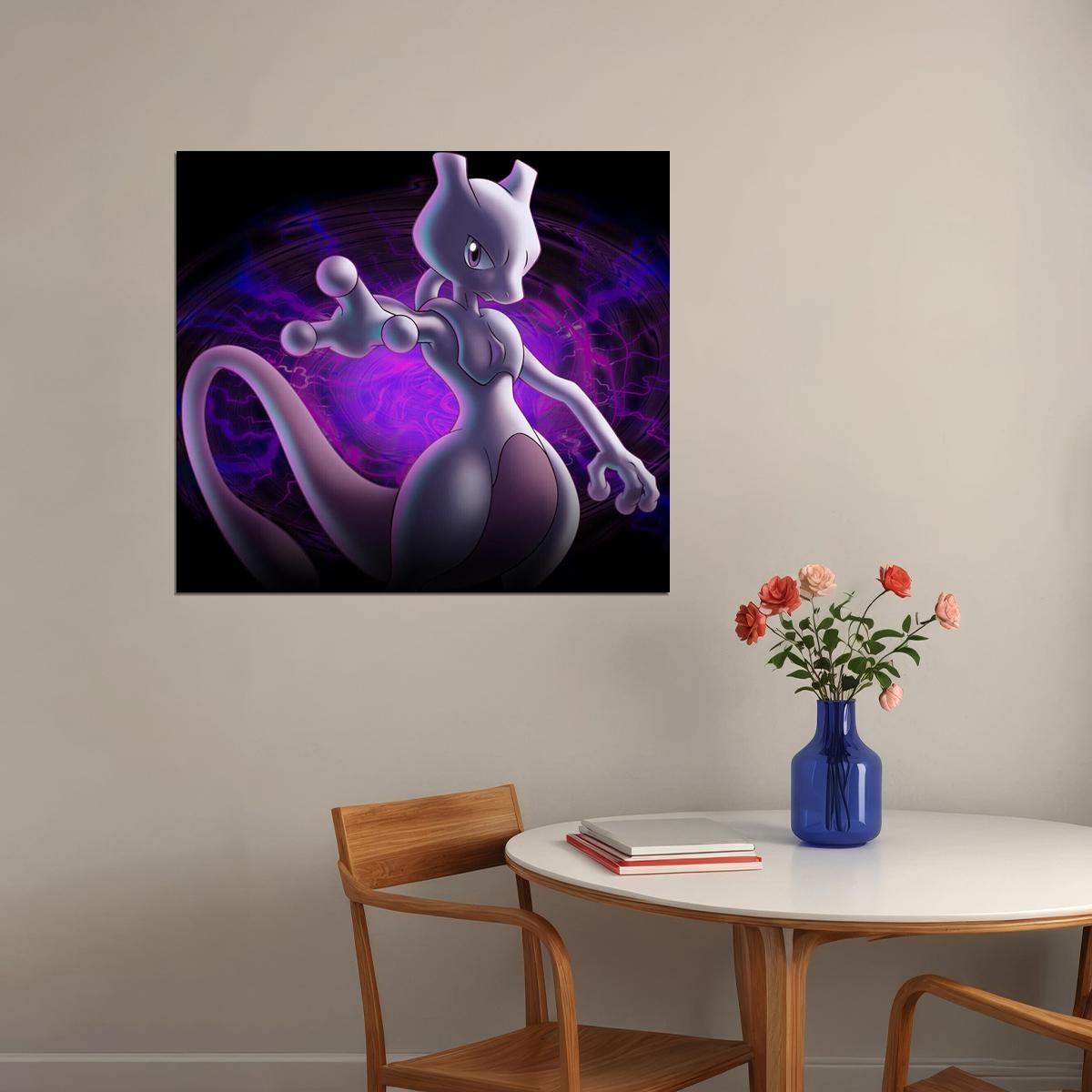 Pokemon Mewtwo Video Game Poster Nintendo Gamer Wall Print