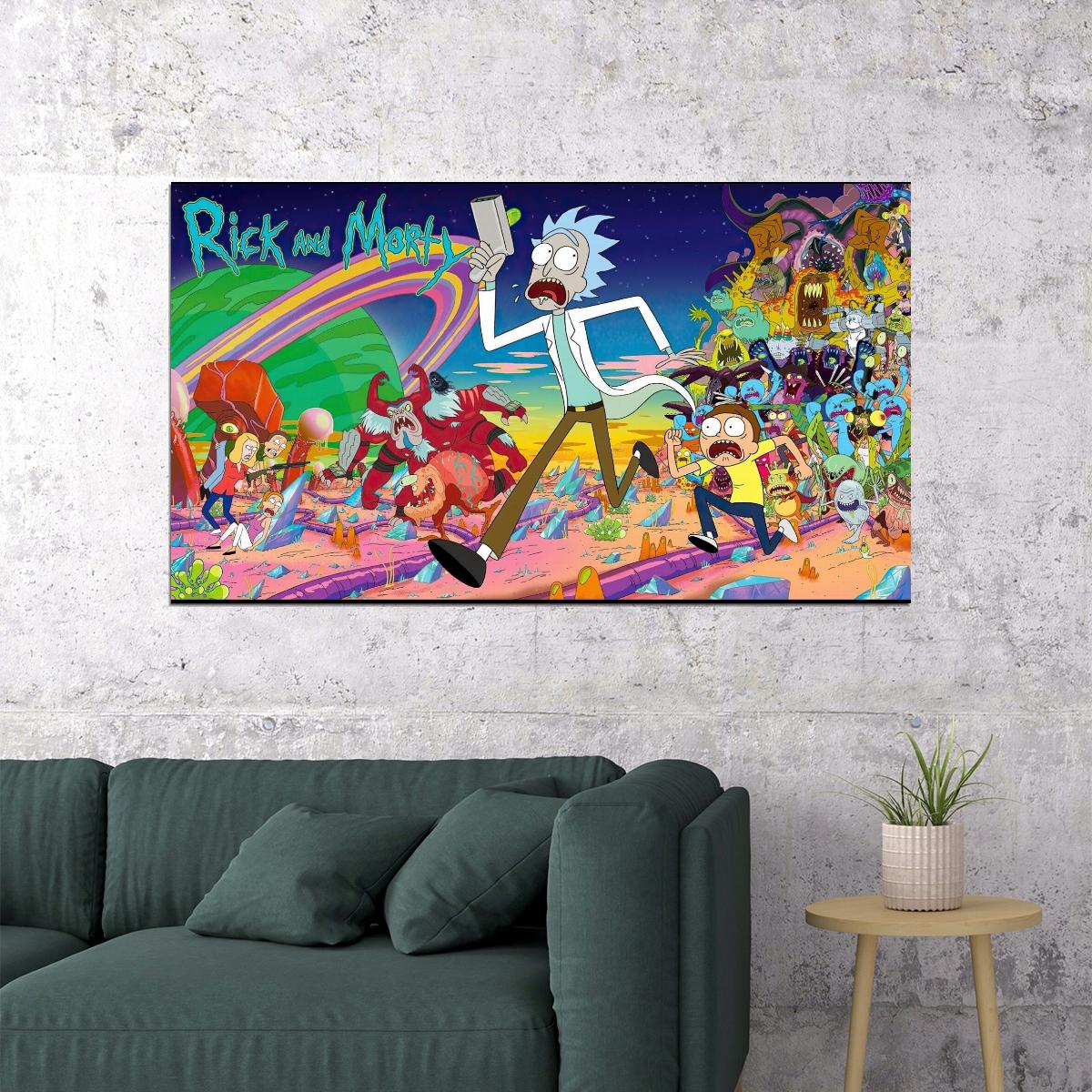 Rick And Morty Tv Series Movie Poster Animated Cartoon Wall Art