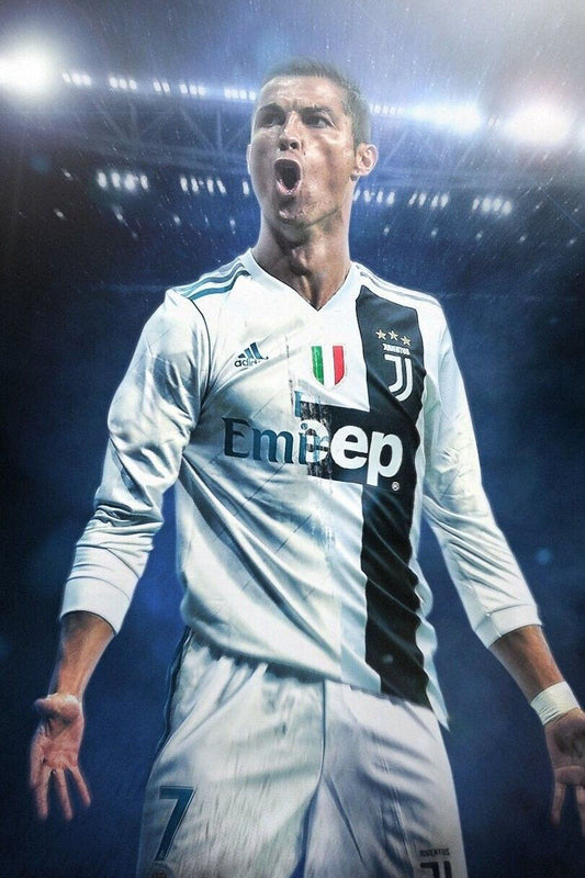 Cristiano Ronaldo Football Poster Soccer Superstar Wall Art Motivational Sports Print