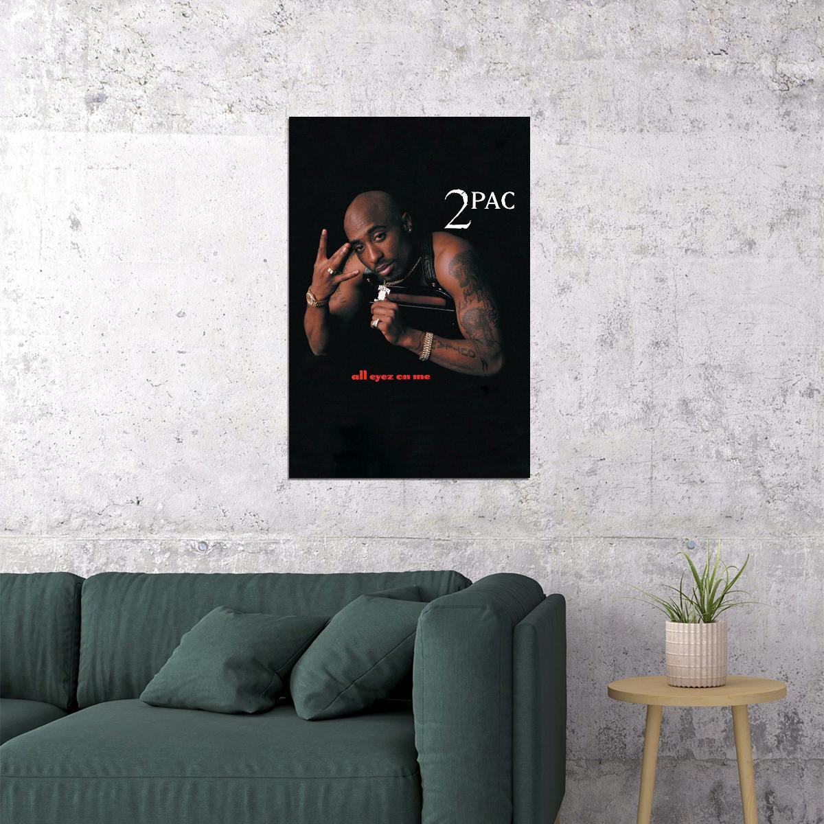Poster 2PAC All Eyez On Me – Stampa Su Tela Vintage Bianco/Nero, Decorazione Murale Hip Hop, Regalo Per Fan, 50,8x76,2 Cm, Con Cornice O Senza