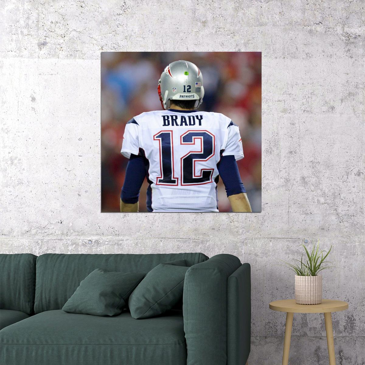 Tom Brady Nfl Football Poster Iconic Quarterback Star Art Inspirational Sports Print