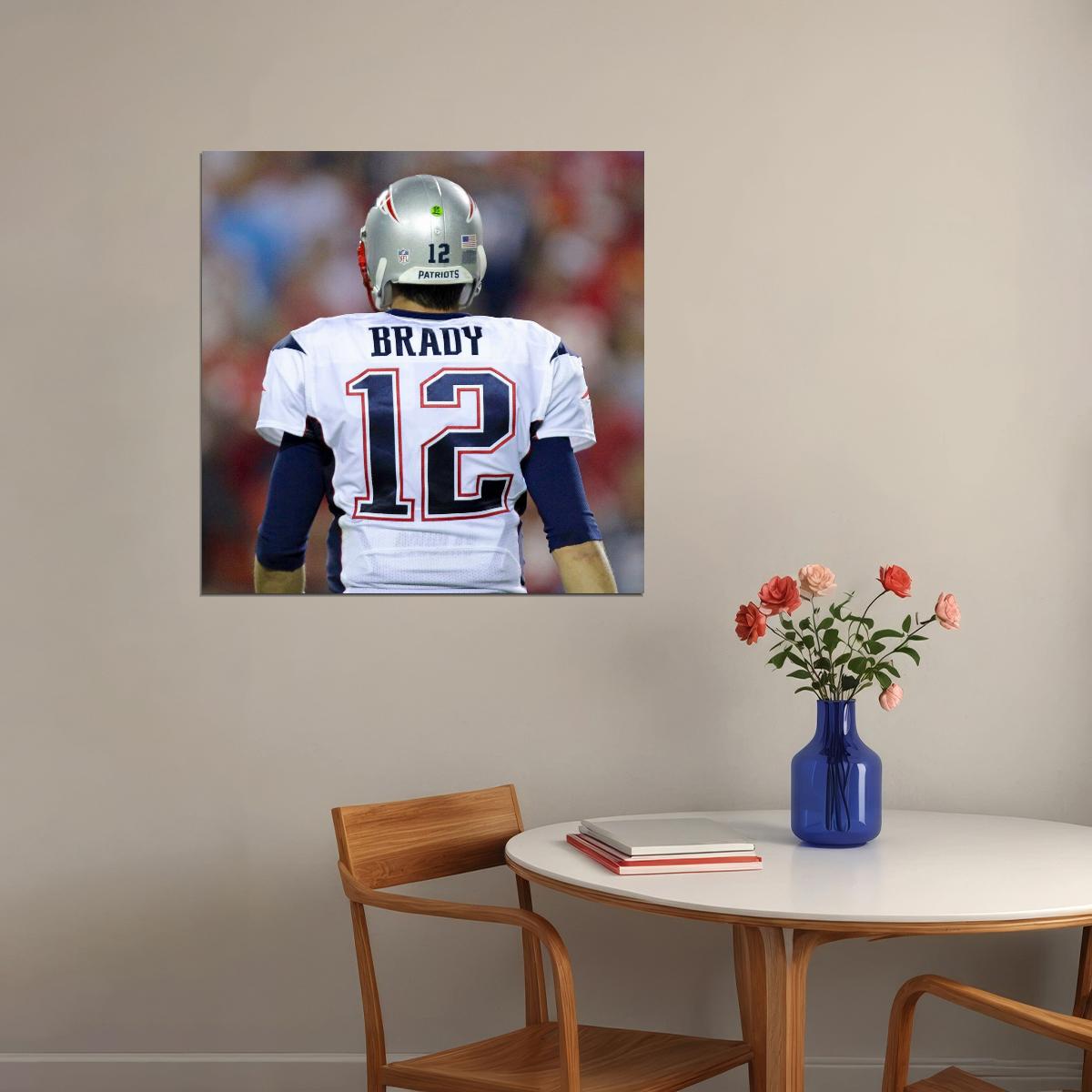 Tom Brady Nfl Football Poster Iconic Quarterback Star Art Inspirational Sports Print