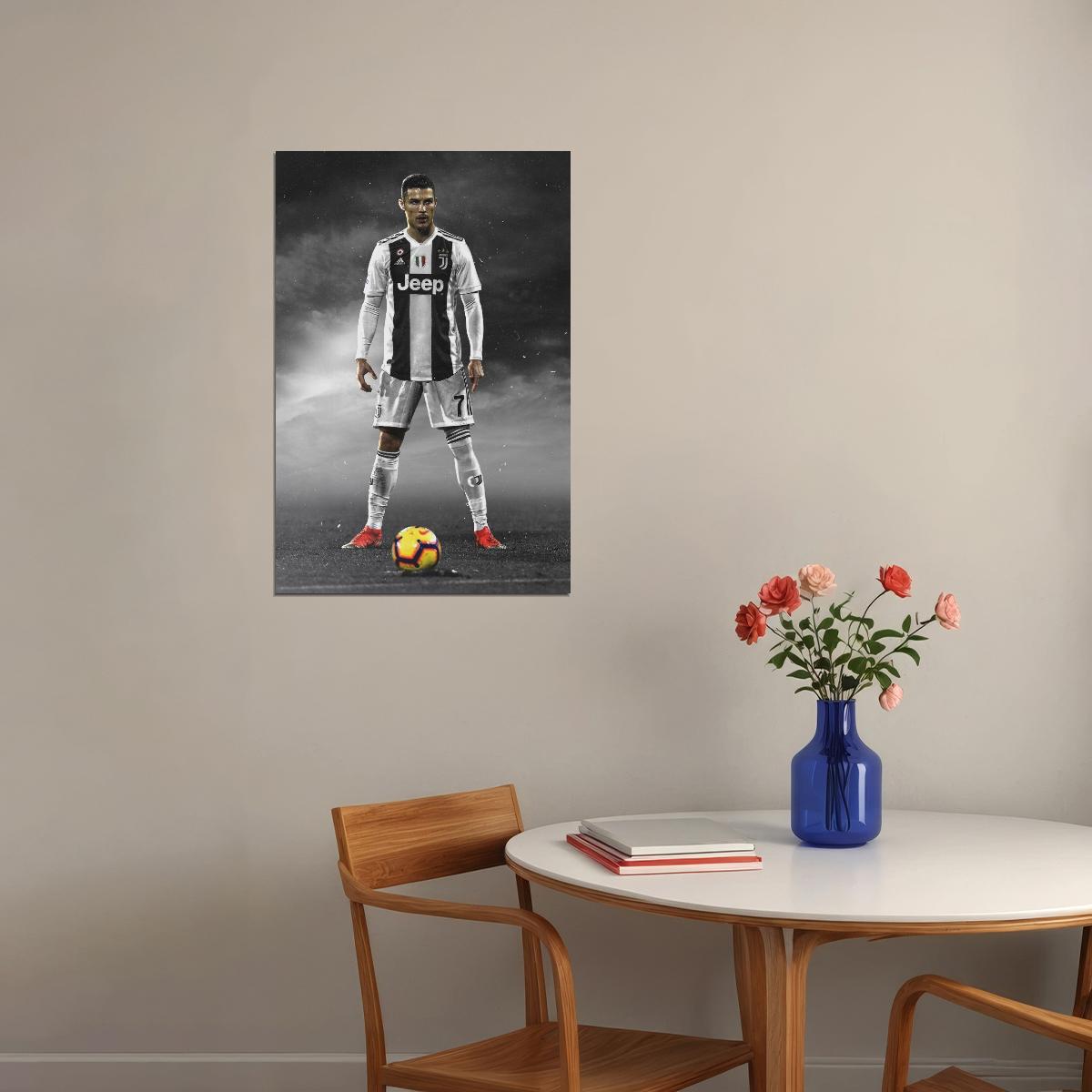 Cristiano Ronaldo Football Poster Soccer Superstar Wall Art Motivational Sports Print