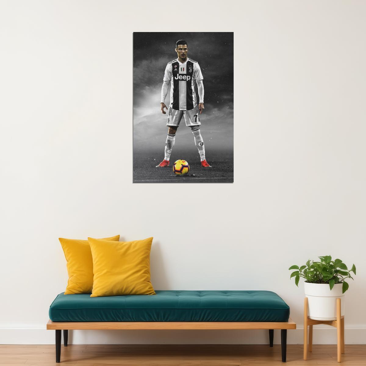 Cristiano Ronaldo Football Poster Soccer Superstar Wall Art Motivational Sports Print