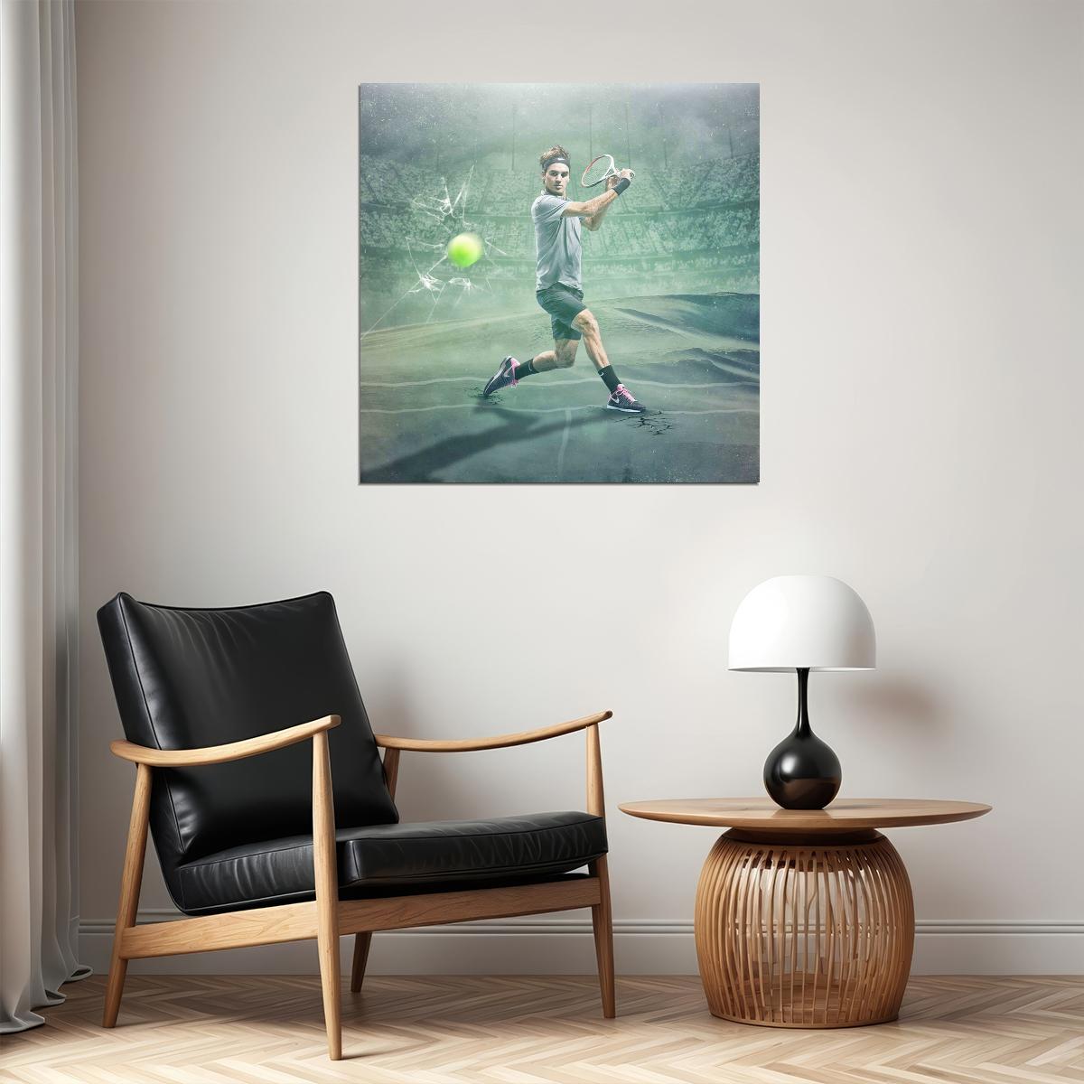 Roger Federer Tennis Poster Famous Player Motivational Sports Print