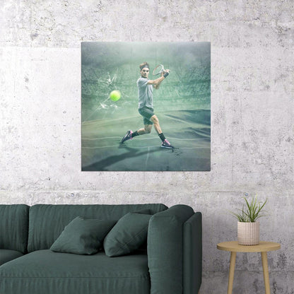 Roger Federer Tennis Poster Famous Player Motivational Sports Print