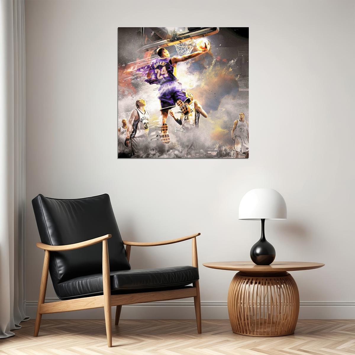 Kobe Bryant Poster Nba Basketball Player Wall Art Motivational Sports Print