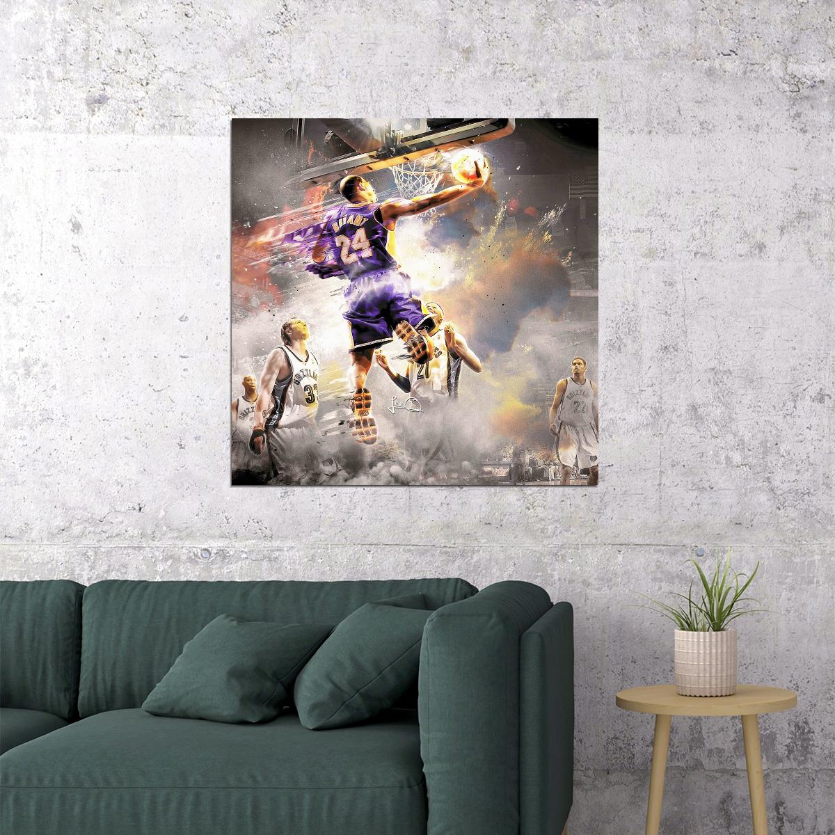 Kobe Bryant Poster Nba Basketball Player Wall Art Motivational Sports Print