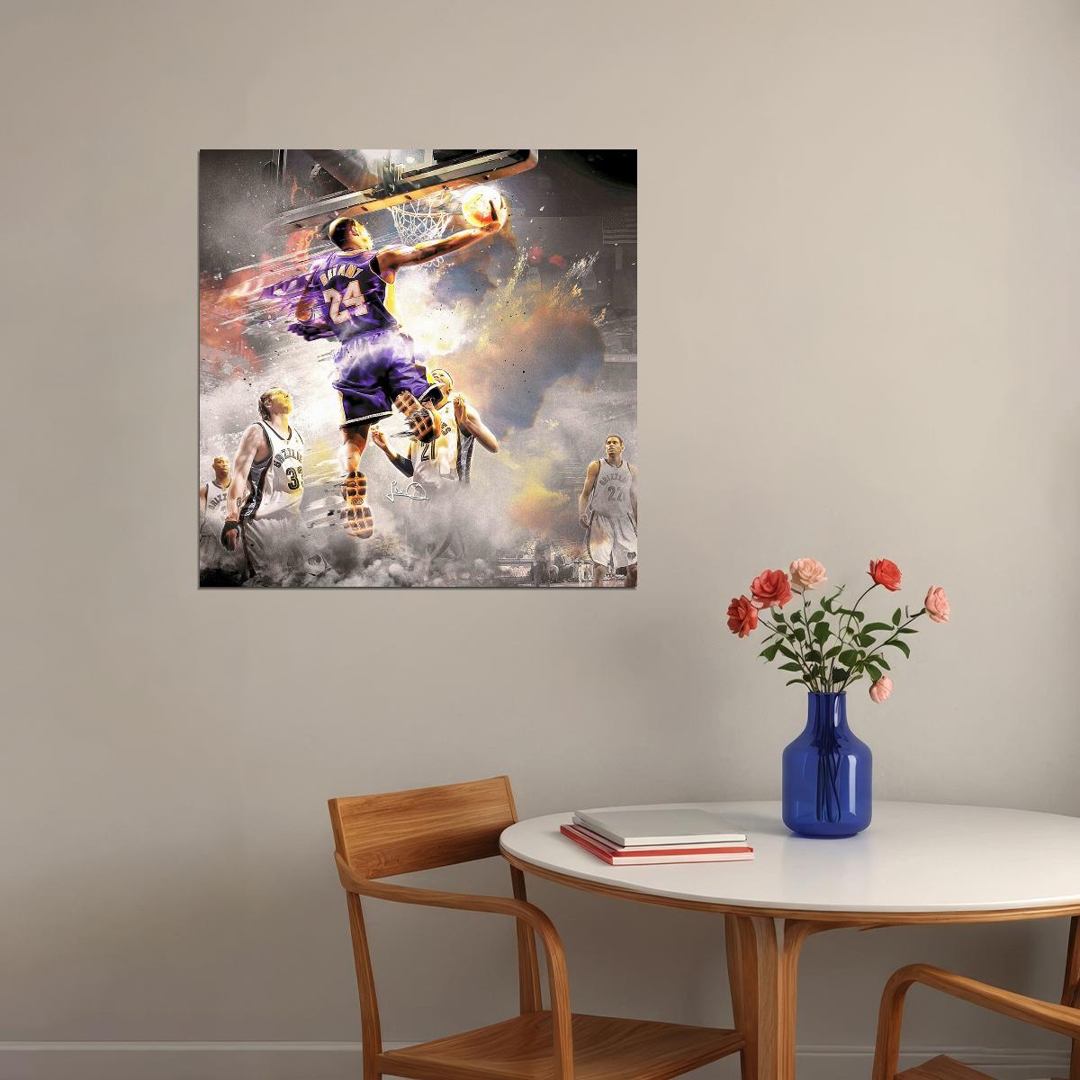 Kobe Bryant Poster Nba Basketball Player Wall Art Motivational Sports Print