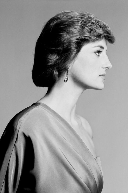 Princess Diana British Royal Fashion Icon Poster 1980s 1990s Black And White Wall Art