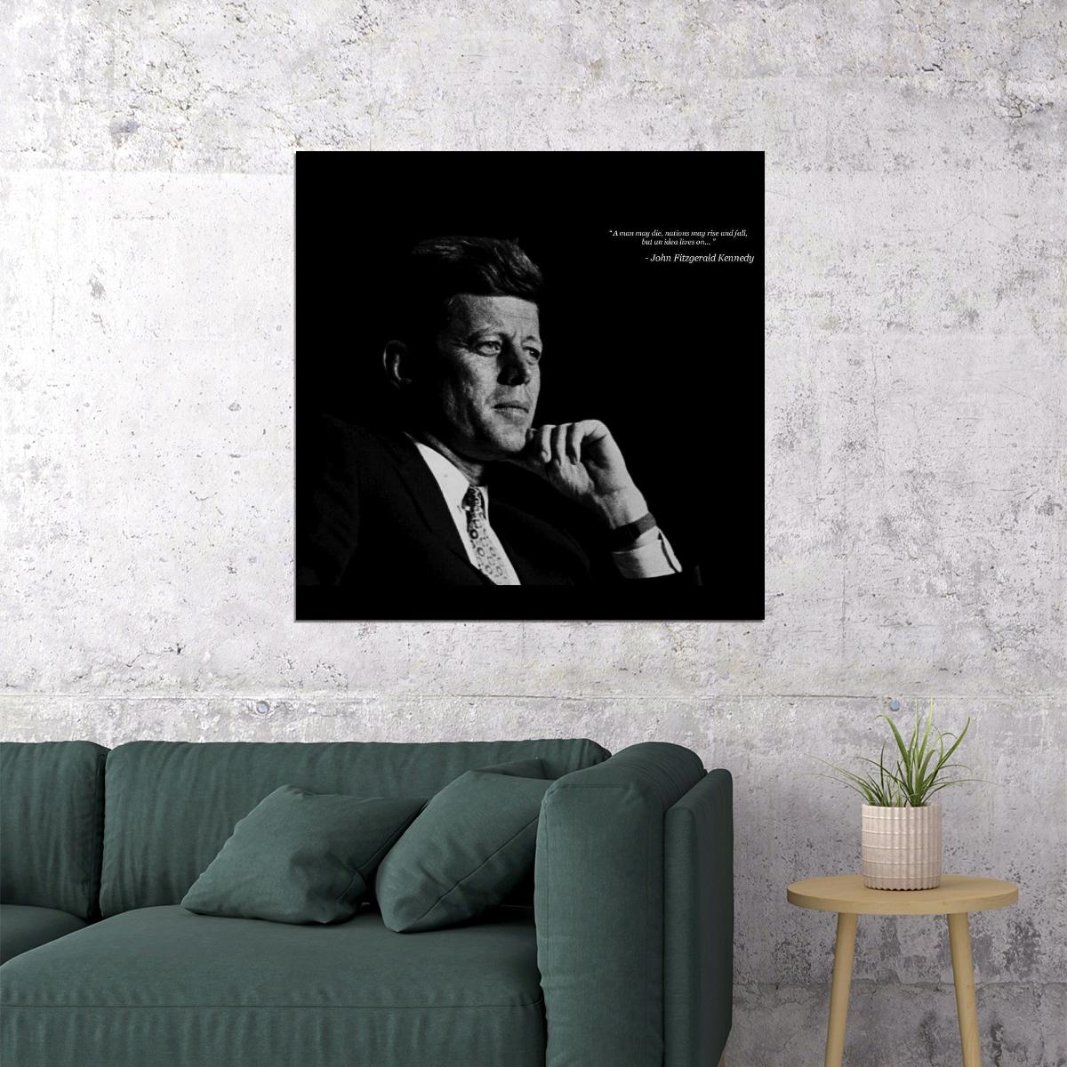 John F. Kennedy Quote Poster American President Historical Celebrity 1960s Retro Wall Art