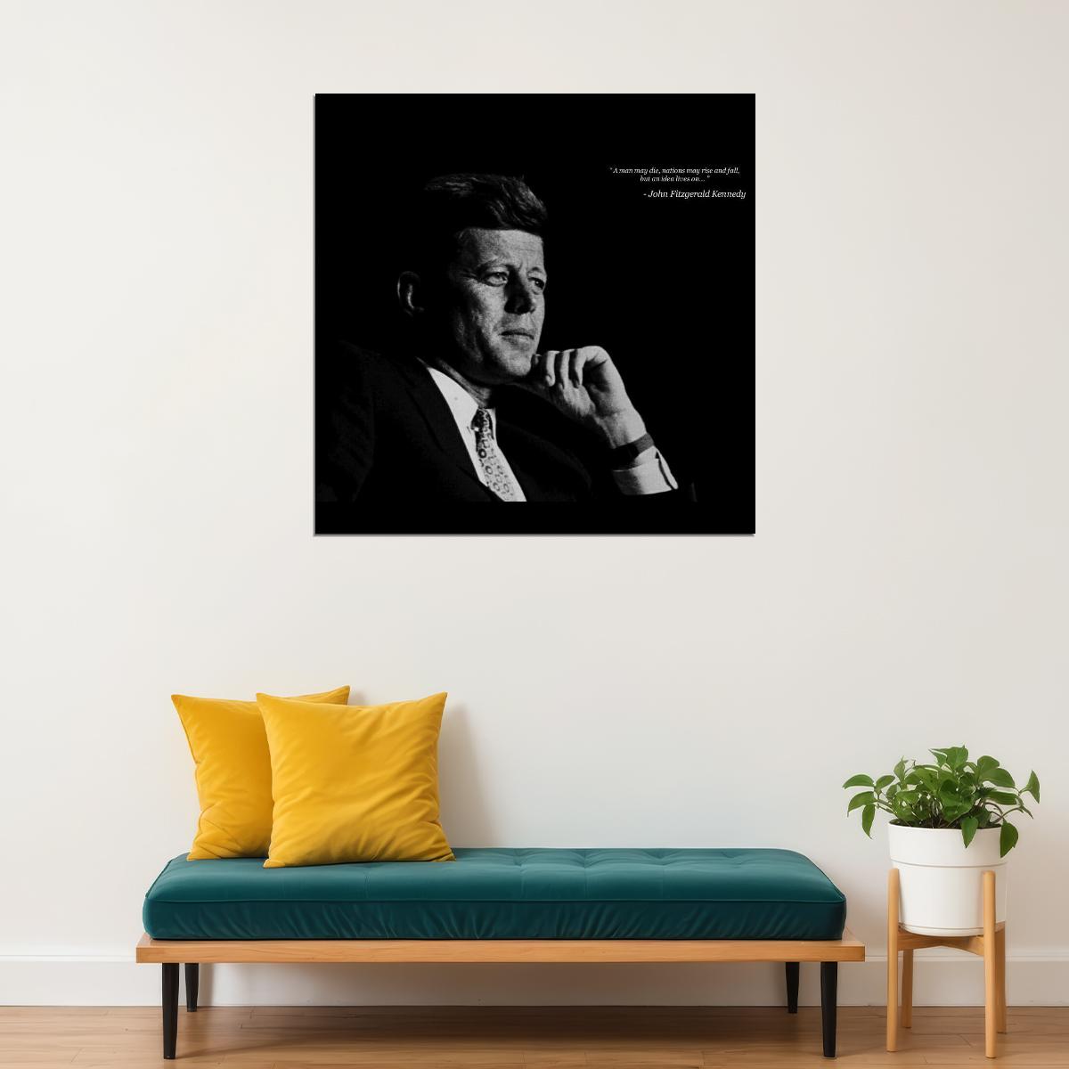 John F. Kennedy Quote Poster American President Historical Celebrity 1960s Retro Wall Art